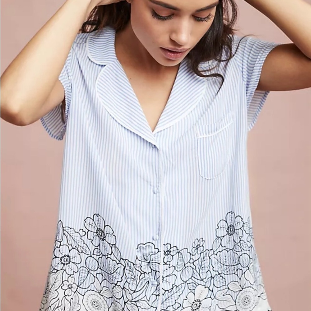 NWT- Floreat by Anthropologie Beverly Stripped Sleep Top- Size small